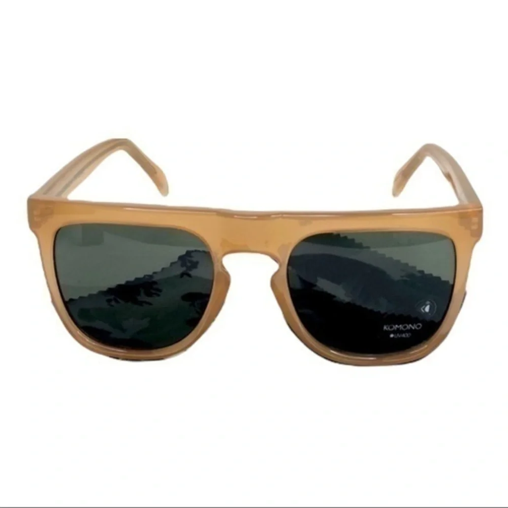 KOMONO Bennet Amber Sunglasses NEW tan gold shield UV400 - Picture 5 of 13